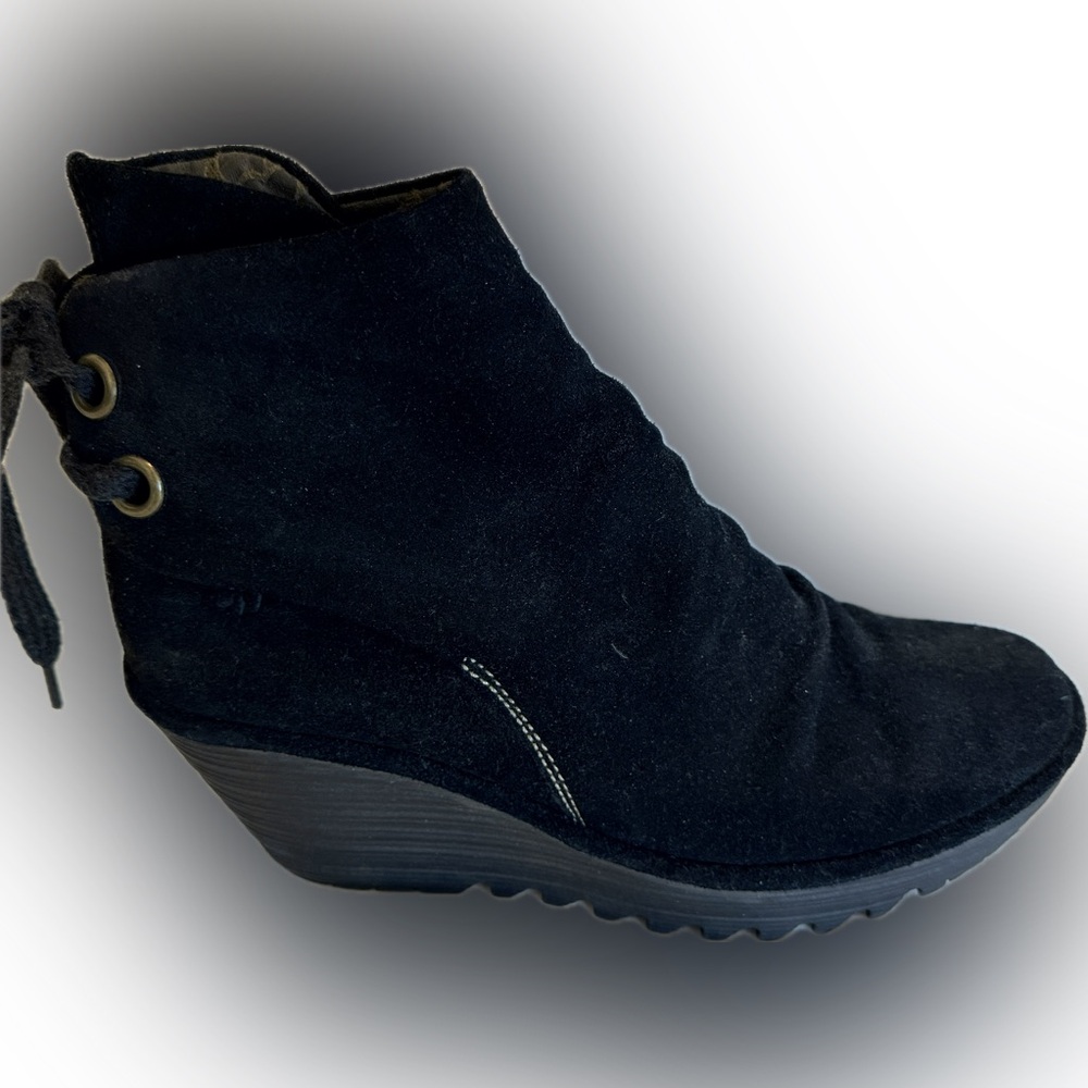 Fly London Black Suede Ankle Booties